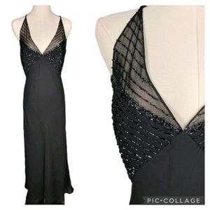 SOLD Chelsea Nites Dress Size 8 Slip Gown Black Tie Prom Event Beaded